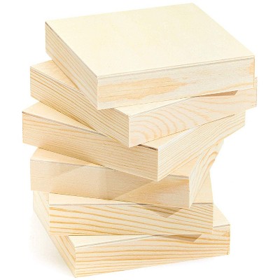 Bright Creations Natural Unfinished Wooden Paint Panel Boards (4 x 4 in, 6-Pack)