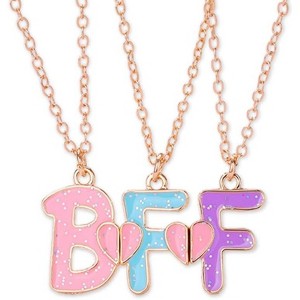BFF Necklace Set for 3 Girls - Matching Best Friend Forever Trio Jewelry Gift - 1 of 4