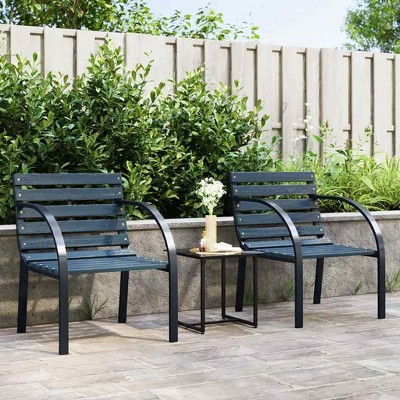 vidaXL Garden Chair Set of 2 Brown Wood seat and backrest, steel frame