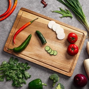 Large Acacia Wooden Cutting Board for Kitchen, Edge Grain Wood Chopping Board with Juice Groove and Handles, Pre-Oiled Carving Tray for Meat - 1 of 4