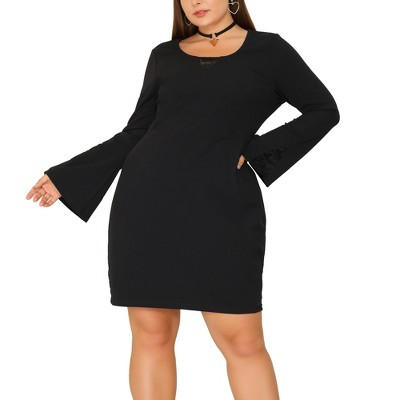 Black bell sleeve 2025 dress plus size