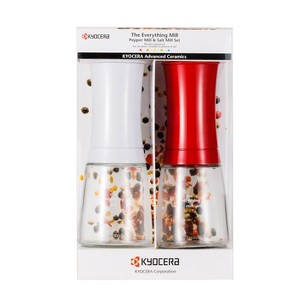Kyocera Salt, Pepper, Spice & Everything Mill Set Ceramic Grinder, White & Red - 1 of 2
