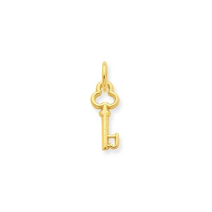 Black Bow Jewelry 14k Yellow Gold, Hannah Collection, Mini Initial J Shamrock Key Charm - 1 of 2