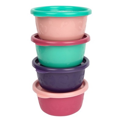 The First Years GreenGrown Reusable Toddler Snack Bowls with Lids - Pink - 4pk