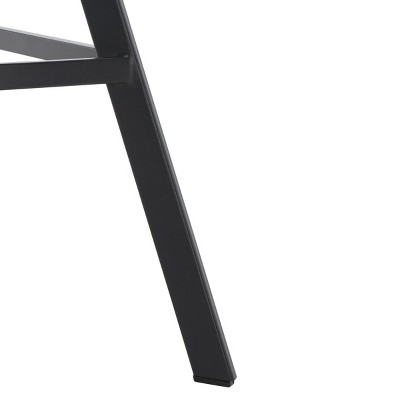 Ryanne Grey Vegan Leather and Black Metal Counter Stool