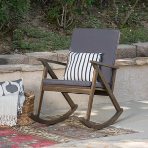 Christopher Knight Home Ridgewood Outdoor Acacia Wood Rocking Chair with Cushion - 1 of 4