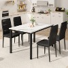 Hooseng 5-Piece Dining Room Table and Chairs Set for 4, Kitchen Table Set with Faux Marble Table & 4 PU Leather Chairs for Apartment - 2 of 4