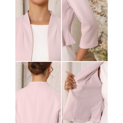 INSPIRE CHIC Women's Collarless Open Front 3/4 Sleeve Evening Formal Cropped Cardigan Large Pink — фото 3