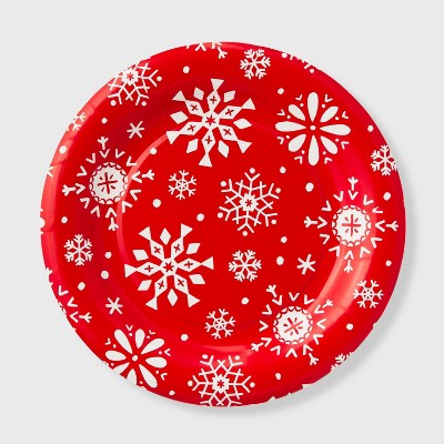 10ct Snowflake 11.5" Meal Plate Red - Wondershop™