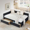 YONWAY Full-Size L-Shaped Daybed with 2 Storage Drawers, Corner Velvet Sofabed Frame with Armrest, for Living/Bedroom, No Box Spring Needed - 4 of 4