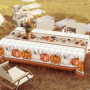 CHIC CRATE Tablecloth Home Fashions Autumn Leaves Fall Pumpkin Table Cover for Holiday Thanksgiving Harvest - 1 of 4