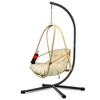 NAYSAYE Patio Swing Wicker Egg Chair with Stand Cushion and Cup Holder for Backyard and Garden Use, Beige and Brown, 38"*78"*40" - 3 of 4