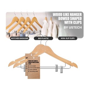 USTECH 20pk Dress/Skirt/Suit/Pants Organiser Clothes Hanger Natural Wood - 1 of 4