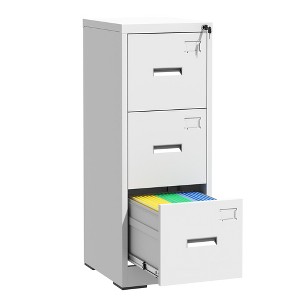 TIRAMISUBEST 3-Drawer Metal File Cabinet - Locking Vertical Storage for A4/Legal/Letter Files, Narrow Design,  Assembly Required - 1 of 4