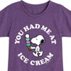 Girls' - Peanuts - You Had Me At Ice Cream Fitted Short Sleeve Graphic T-Shirt - 2 of 4