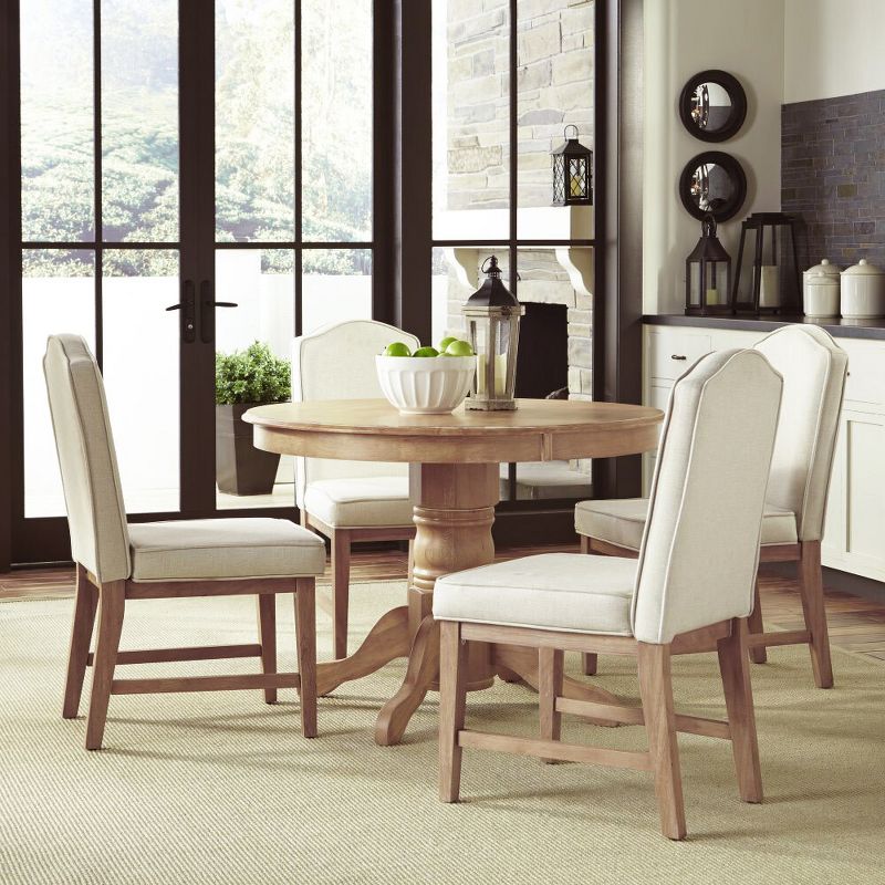 Set of 5 Michael 42&#34; Round Dining Table with Upholstered Chairs White Wash - Home Styles, 3 of 5