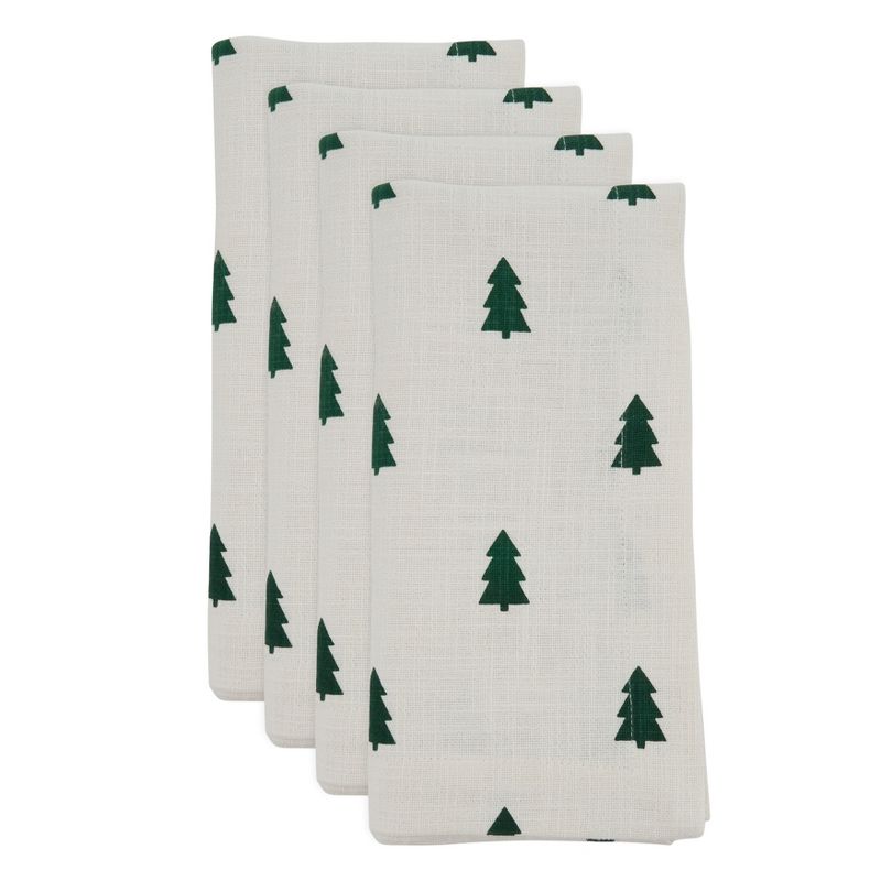 Saro Lifestyle Saro Lifestyle Christmas Tree Design Cloth Table Napkins (Set of 4), Ivory, 20", 3 of 5