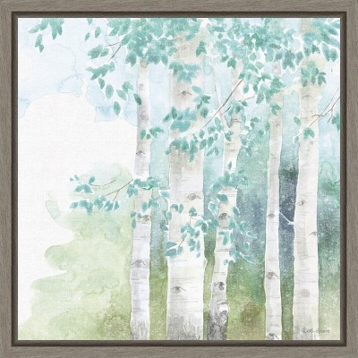 Amanti Art Natures Leaves III (Blue) by Beth Grove Canvas Wall Art Print Framed 16 x 16-in.