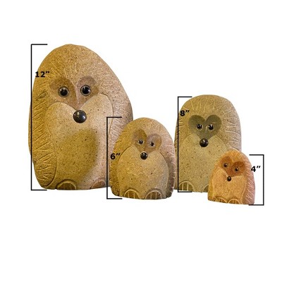 Natural Granite Boulder Hedgehog Family Garden Decor Set