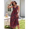 Dresses for Women Vintage Floral Print Closed Waist Mid Length Sundress - 3 of 4