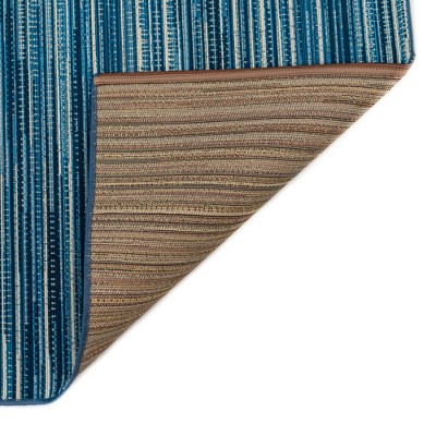 Marina Stripes China Blue 2'7" x 4'3" Synthetic Indoor/Outdoor Rug