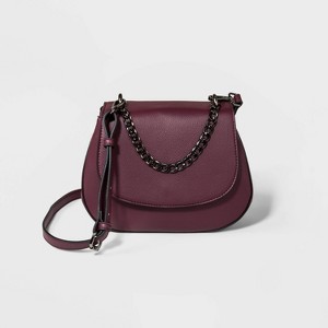 Saddle Crossbody Bag With Chain - A New Day Burgundy, Women