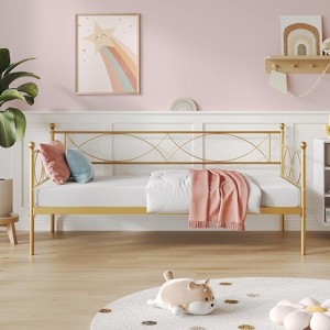 Twin daybed with Trundle, Metal Twin Daybed and Trundle Set, Day Bed Sofa Bed Frame with Steel Slat Support, Multifunctional Daybed Frame - 1 of 4
