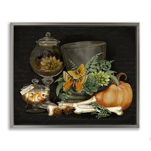 Stupell Industries Dark Academia Bookstack & Motif Floating Frame Canvas Art - 1 of 4