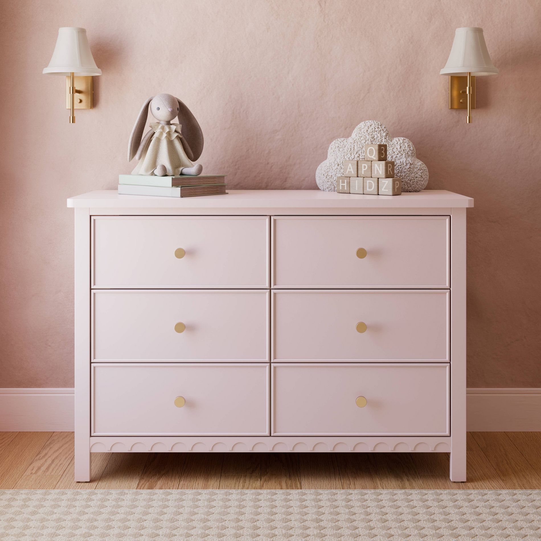 Graco Sasha 6-Drawer Double Dresser - Blush