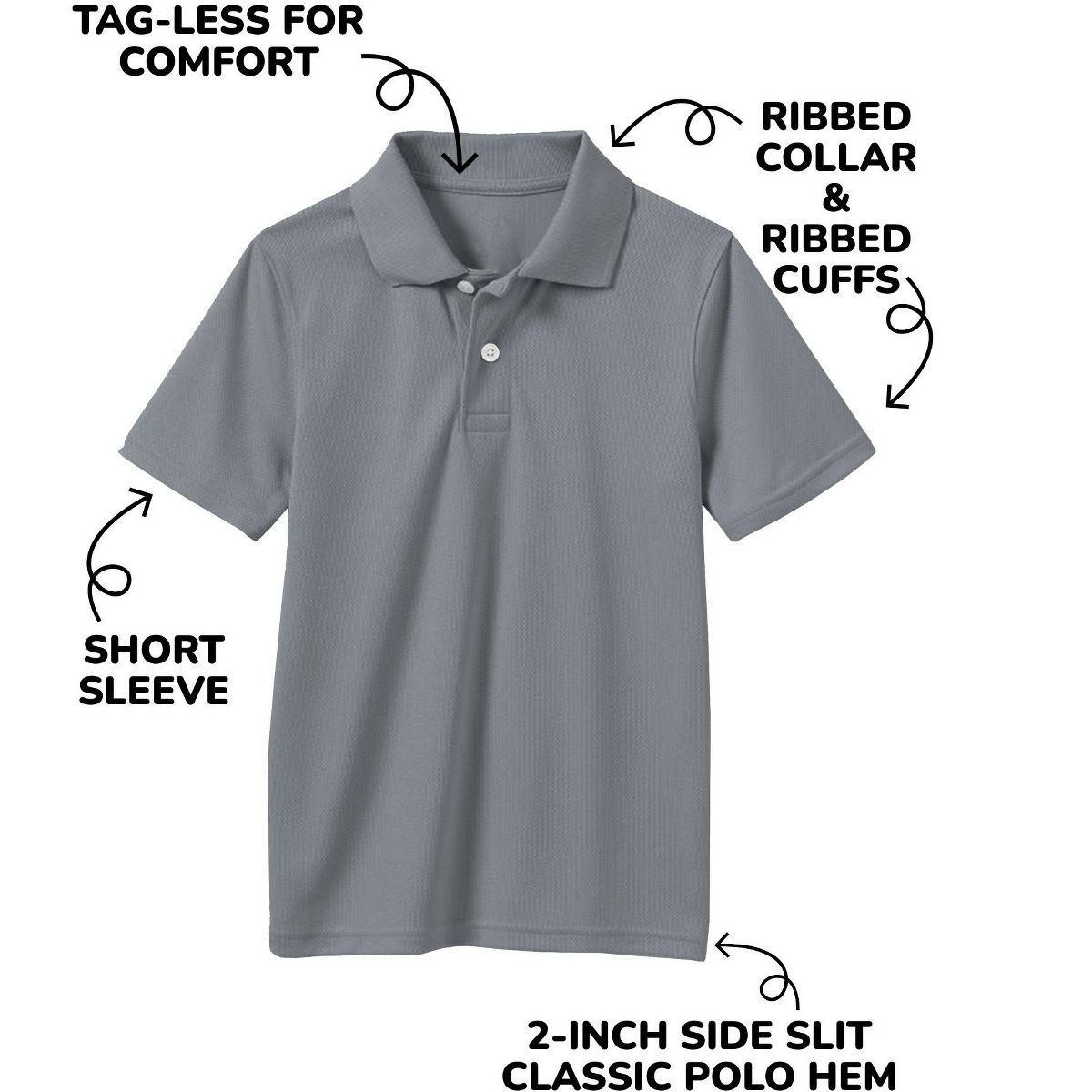 Galaxy By Harvic Boy's Moisture Wicking Short Sleeve Polos (sizes 4-7)-3 Pack - thumbnail 7