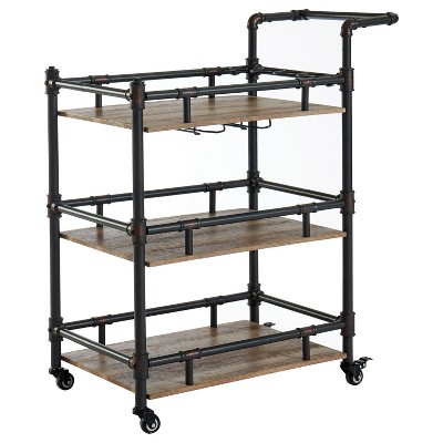 Corcoran 3 Tier Metal Serving Cart Beige/Black - HOMES: Inside + Out