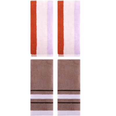 REGALWOVEN 4 Pcs Soft Absorbent Stripe Bathroom Hand Towel for Home