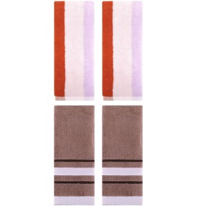 REGALWOVEN 4 Pcs Soft Absorbent Stripe Bathroom Hand Towel for Home - 1 of 4