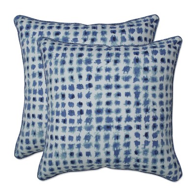2pc 18.5" Outdoor/Indoor Throw Pillow Set Alauda Porcelain Blue  - Pillow Perfect