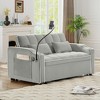 54.7'' Velvet Foldable Recliner Double Seat Sleeper Sofa with USB Port, Side Pockets, and Adjustable Backrest - 2 of 4