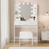Makeup Vanity Desk with Mirror & Stool, 35"W Large Dressing Table with 2 Drawers & Hair Dryer Rack, Modern Makeup Vanity Table for Bedroom - 3 of 4