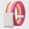 Anna-Kaci Women's Colorful Striped Canvas Belt with Silver Buckle - 2 of 4