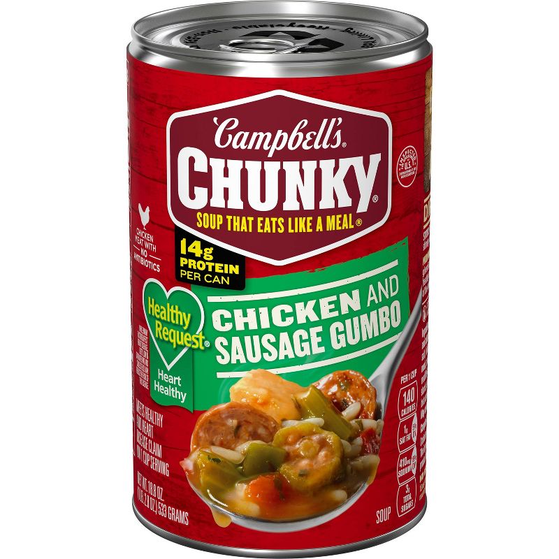 Campbell&#39;s Chunky Healthy Request Grilled Chicken &#38; Sausage Gumbo Soup - 18.8oz, 1 of 17