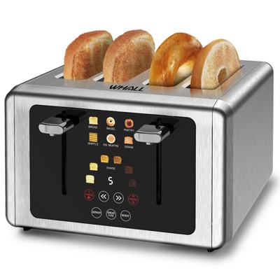 Whall Toaster 4 Slice Touchscreen Toaster with 6 Bread Types 6 Shade Settings Stainless Still Toaster