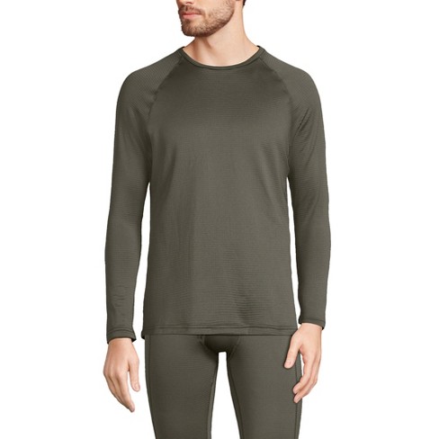 Lands' End Men's Long Sleeve Crew Neck Expedition Thermaskin Long Underwear  Top - Medium - Forest Moss