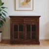 HomeRoots 35" Brown Distressed Solid Wood Accent Cabinet With Two Doors And Two Drawers - 2 of 4