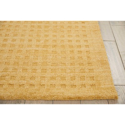 Handmade Gold Rectangular Wool Area Rug 45" x 7"
