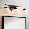 Possini Euro Design Nadia 24" High Modern 3 Light Bathroom Vanity Wall Lamp Light Fixture Mount Over The Sink Mirror Hardwired Black Milk Glass Shade - 2 of 4
