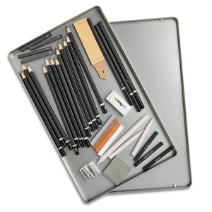 KINGART Sketching Set in Tin Case , 34 pc - 1 of 4