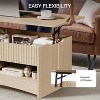 Pipishell Modern Lift Top Coffee Table with Storage, Fluted Design, Hidden Compartment & Open Shelf, Hydraulic Lift Tabletop, Natural Oak - 4 of 4