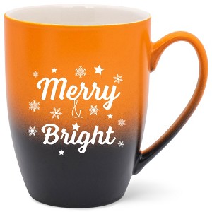 Elanze Designs Merry & Bright Two Toned Ombre Matte Orange and Black 12 ounce Ceramic Stoneware Coffee Cup Mug - 1 of 4