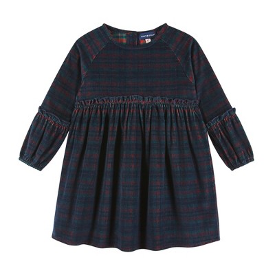 Andy & Evan  Kids  Girls Red Plaid Stretch Cord Ruffle Dress