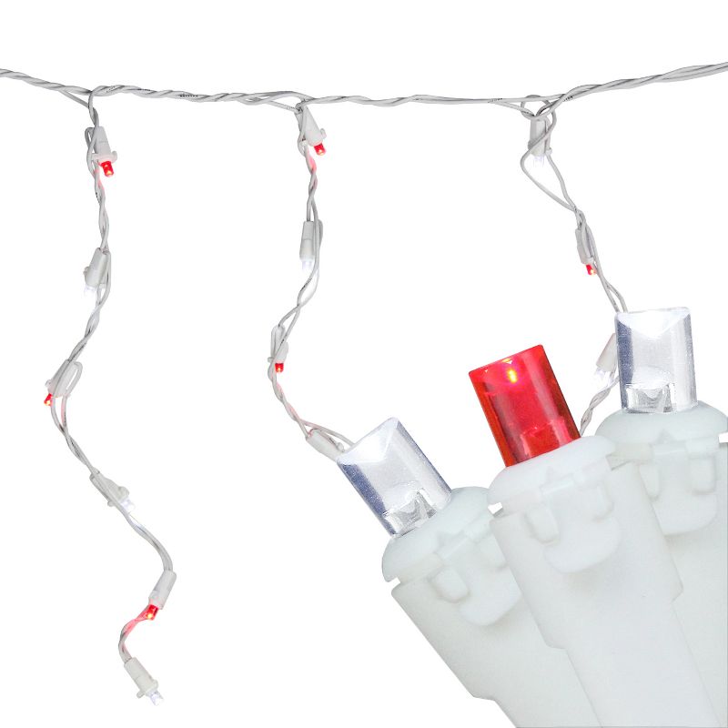 Northlight 100ct Wide Angle LED Icicle String Lights Red/Pure White - 6.75' White Wire, 2 of 5