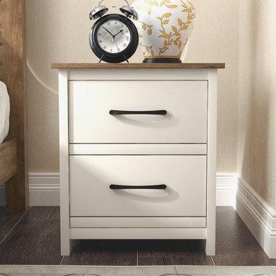 Galano Kellie 2 Drawers Ivory With Knotty Oak Nightstand (21.8 In. H X ...