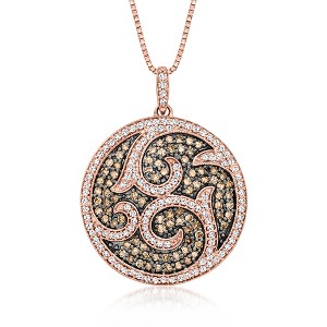 Ross-Simons 1.50 ct. t.w. Brown and White Diamond Medallion Pendant Necklace in 18kt Rose Gold Over Sterling - 1 of 4